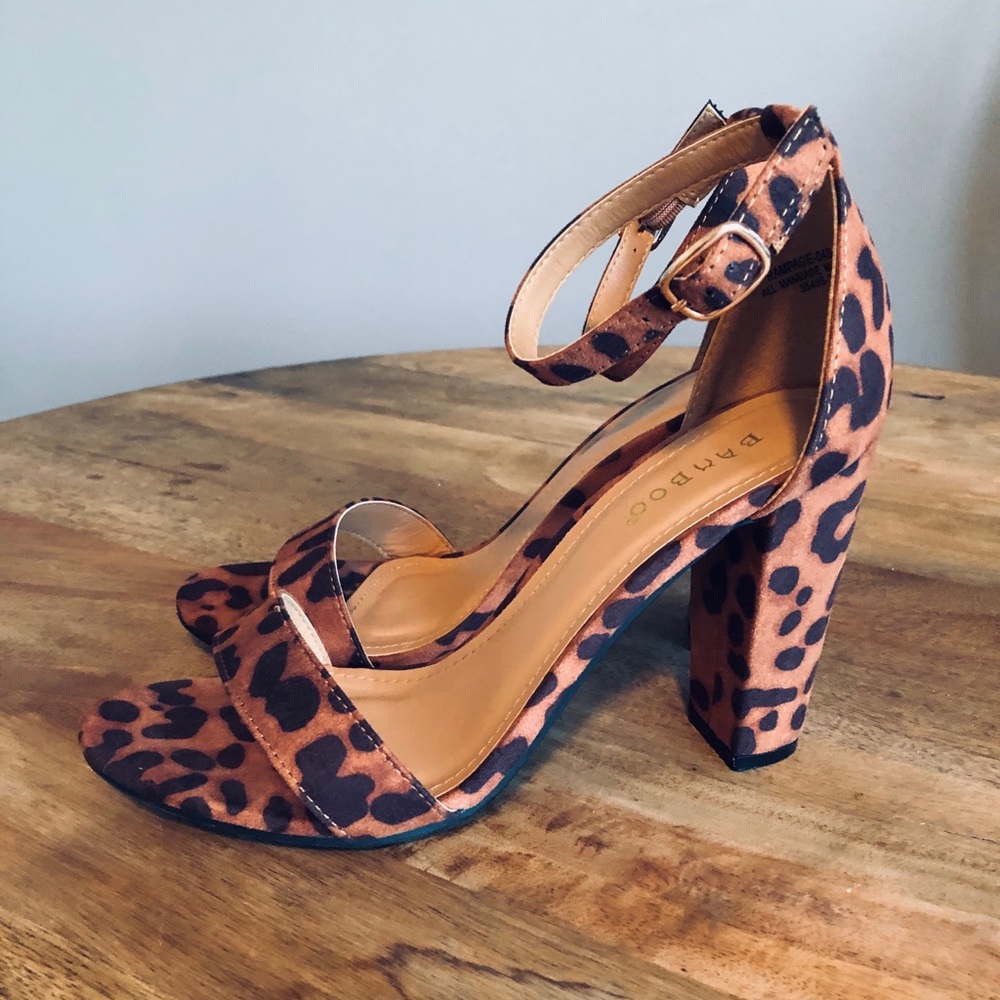Leopard Print Block Heels - image 1